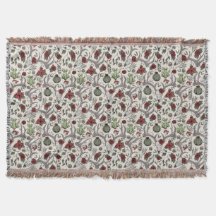 Western Christmas Deer Skulls Antlers and Cactus Throw Blanket