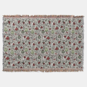 Western Christmas Deer Skulls Antlers and Cactus Throw Blanket