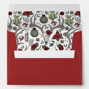 Western Christmas Desert Reindeer Antlers Envelope