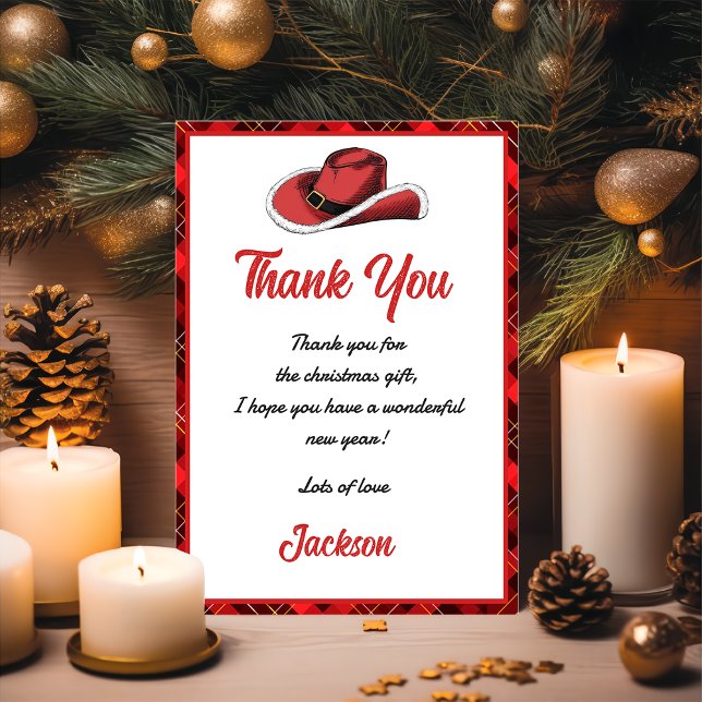 Western Christmas Hat Party Thank You Card (Creator Uploaded)