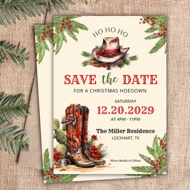 Western Christmas, Holiday Hoedown, Cowboy Party Save The Date (Creator Uploaded)