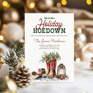 Western Christmas Holiday Hoedown Rustic Party Invitation