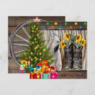 Western Christmas Horse Christmas Tree Presents  Holiday Card