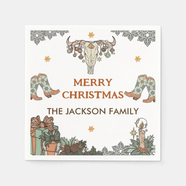 Western Christmas Party  Napkin (Front)