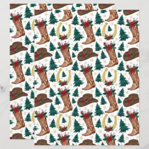 Western Christmas Scrapbook Paper in White