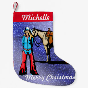 Western Christmas Stocking Cowgirl With Horse