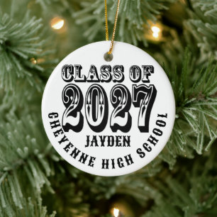 Western Class of 2027 Photo Graduation Ceramic Tree Decoration
