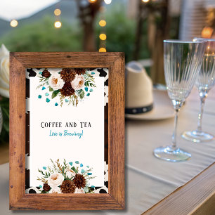 Western Coffee and Tea Love is Brewing Sign Invitation