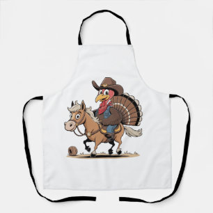 Western Cooked Turkey Thanksgiving Cowboy Cowgirl Apron