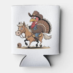 Western Cooked Turkey Thanksgiving Cowboy Cowgirl  Can Cooler