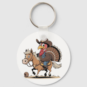 Western Cooked Turkey Thanksgiving Cowboy Cowgirl  Key Ring