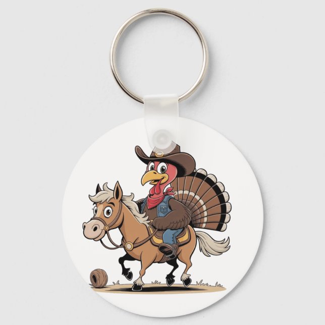 Western Cooked Turkey Thanksgiving Cowboy Cowgirl  Key Ring (Front)