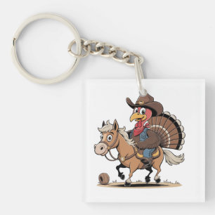 Western Cooked Turkey Thanksgiving Cowboy Cowgirl  Key Ring