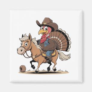 Western Cooked Turkey Thanksgiving Cowboy Cowgirl Magnet