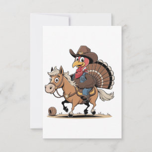 Western Cooked Turkey Thanksgiving Cowboy Cowgirl  Thank You Card