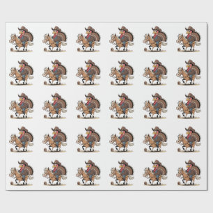 Western Cooked Turkey Thanksgiving Cowboy Cowgirl Wrapping Paper