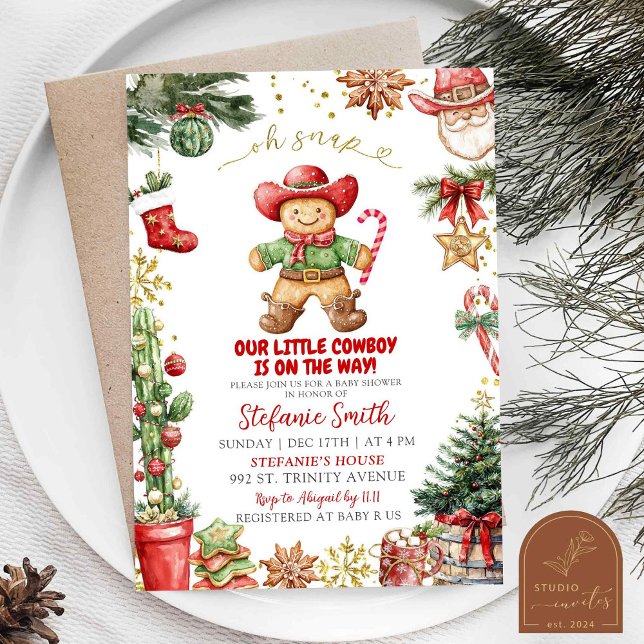 Western Cookies Gingerbread Cowboy Baby Shower Invitation (Creator Uploaded)
