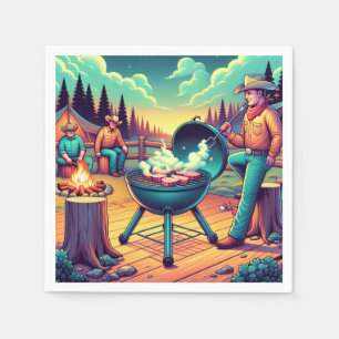 Western Cookout Cowboys Grilling Party Napkin