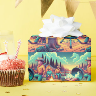 Western Cookout Cowboys Grilling Party Wrapping Paper