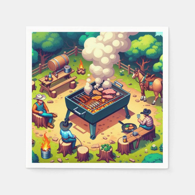 Western Cookout Grilling Party Napkin (Front)