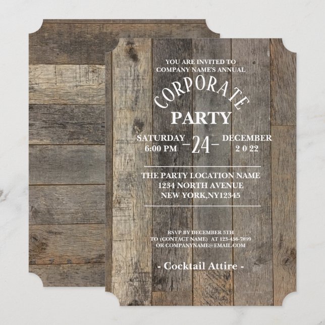 western country barn wood rustic Corporate Party Invitation (Front/Back)