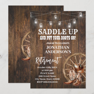Western Country Boots Retirement Celebration Invitation