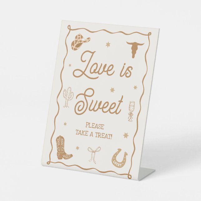 Western Country Bridal Shower Love is Sweet Favour Pedestal Sign (Front)