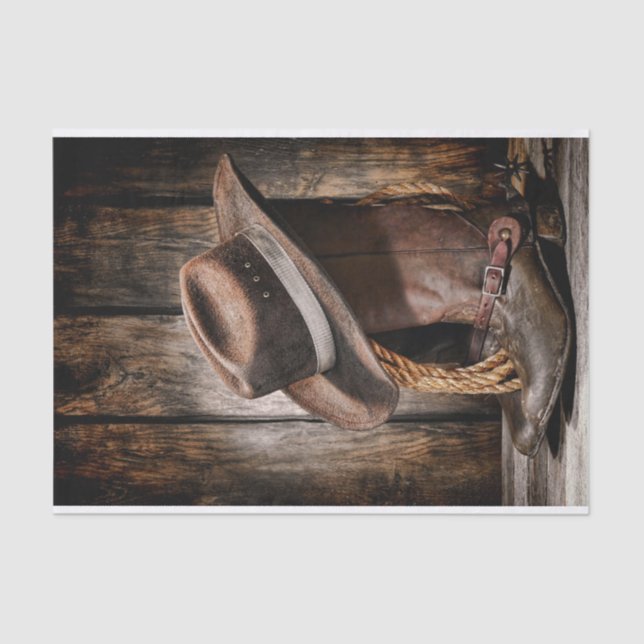 western country brown barn wood cowboy boots tissue paper (Front)