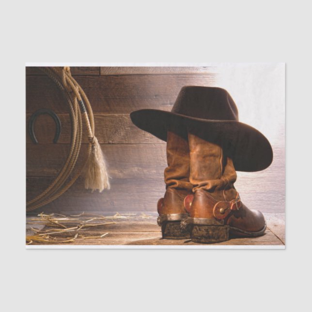 western country brown barn wood cowboy boots tissue paper (Front)