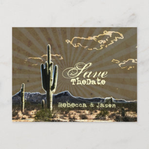 western country cactus wedding save the date announcement postcard