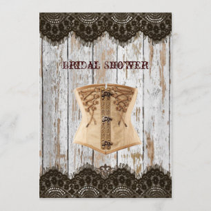 Western country corset steampunk bridal shower invitation