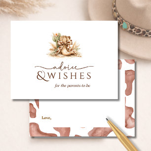 Western Country Cow Print Baby Shower Advice Card