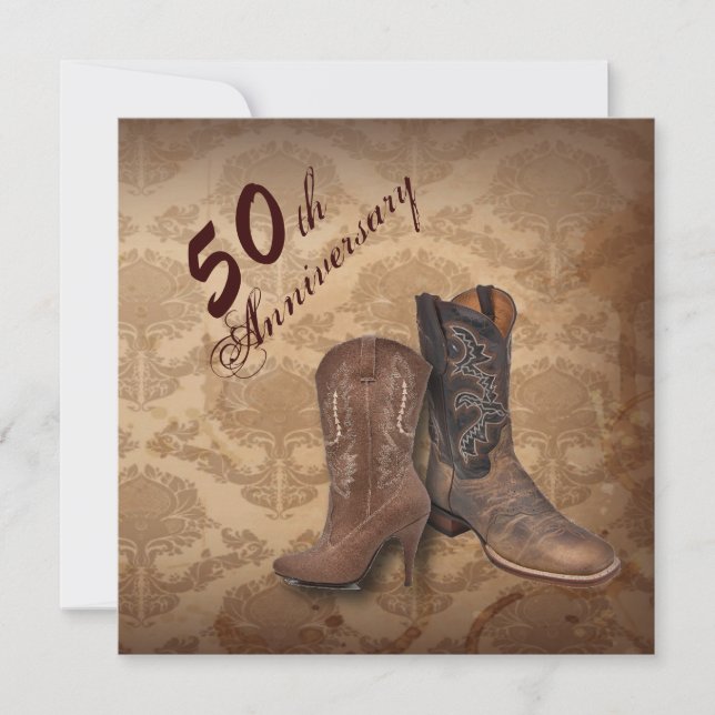 Western country Cowboy 50th wedding anniversary Invitation (Front)