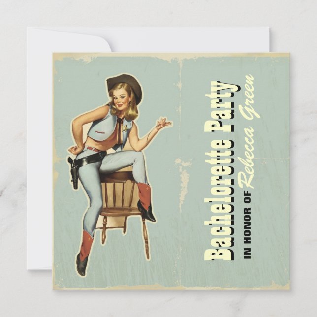 western country cowboy bachelorette party invitation (Front)