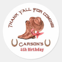 Western Country Cowboy Birthday Thank You Favour