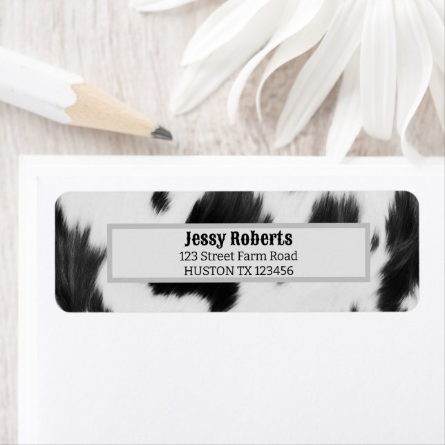 Western Country Cowboy Black White Cow Print (Insitu)