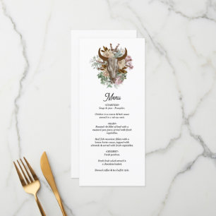 Western Country Cowboy Boho Cow Skull Wedding Menu