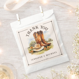 Western Country Cowboy Boots Rustic Favour Bags