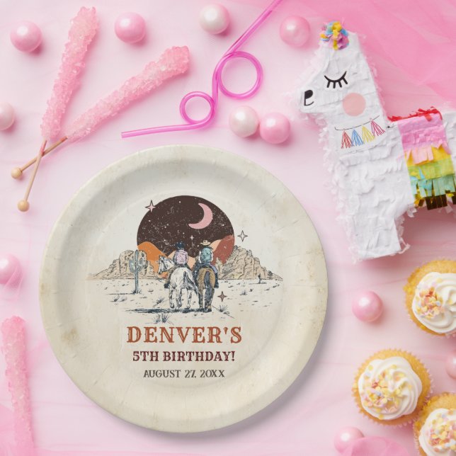Western Country Cowboy Rodeo Birthday Party Paper Paper Plate (Party)