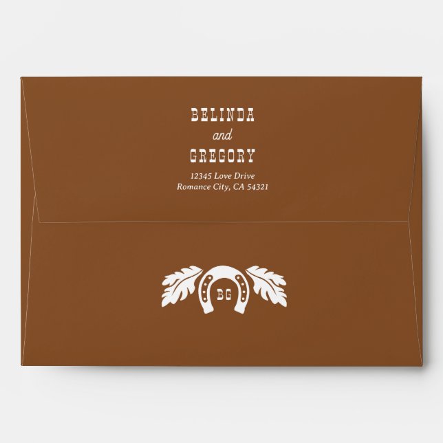 Western Country Cowboy Rustic Wedding Invite Envelope (Back (Top Flap))