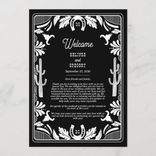 Western Country Cowboy Rustic Wedding Itinerary Programme