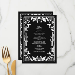Western Country Cowboy Rustic Wedding Menu
