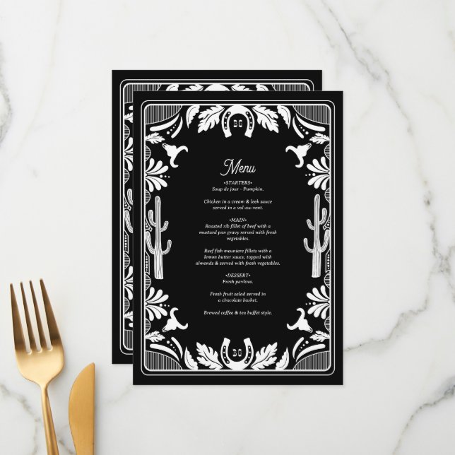 Western Country Cowboy Rustic Wedding Menu (Front/Back In Situ)