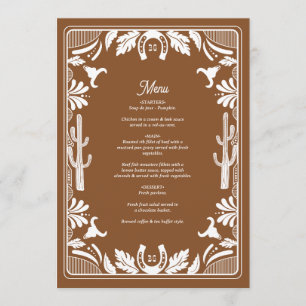 Western Country Cowboy Rustic Wedding Menu