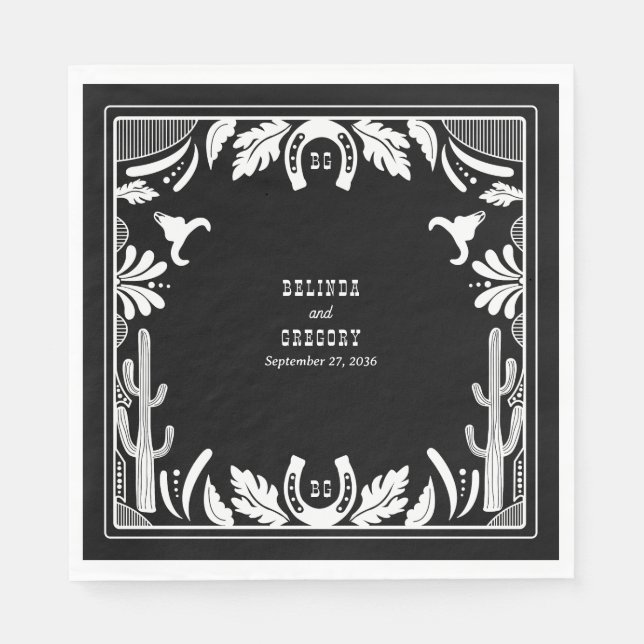 Western Country Cowboy Rustic Wedding  Napkin (Front)