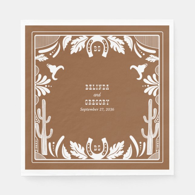 Western Country Cowboy Rustic Wedding  Napkin (Front)