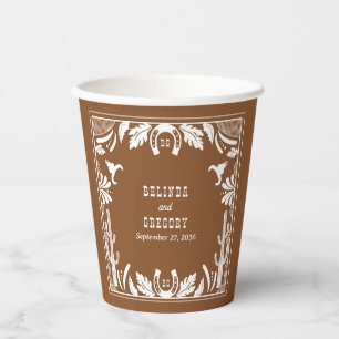 Western Country Cowboy Rustic Wedding Paper Cups