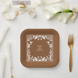 Western Country Cowboy Rustic Wedding  Paper Plate
