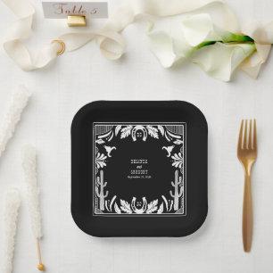 Western Country Cowboy Rustic Wedding  Paper Plate