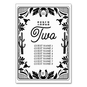 Western Country Cowboy Rustic Wedding Table Number